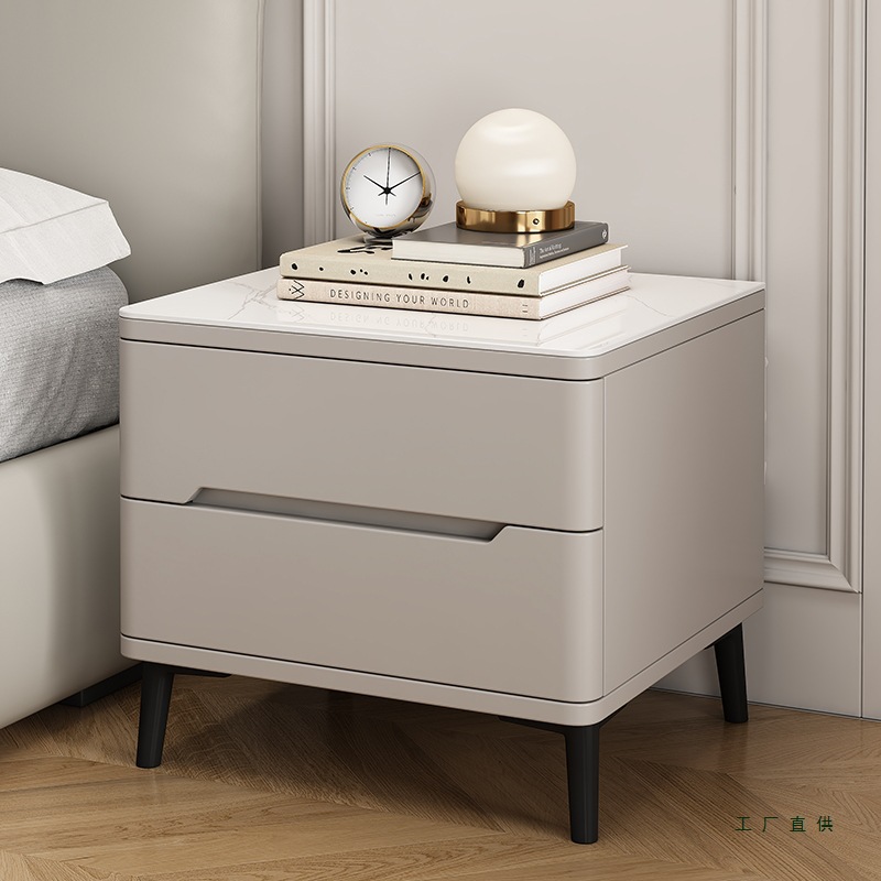 All Solid Wood Bedside Table, Simple and Modern Paint Bedroom Home Small Storage Bedside Table Damping High-End Light Luxury