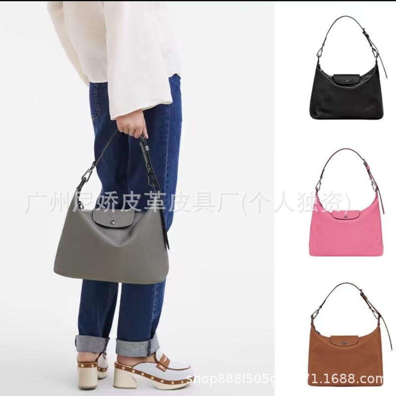 French Dragon Hobo Commuter Large Capacity Tote Bag Cowhide Underarm Bag Single Shoulder Hand Crossbody Bag Men's and Women's Bag