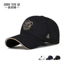 春秋四季款百搭三明治刺绣盾牌硬顶棒球帽男女士防晒遮阳帽子跨境