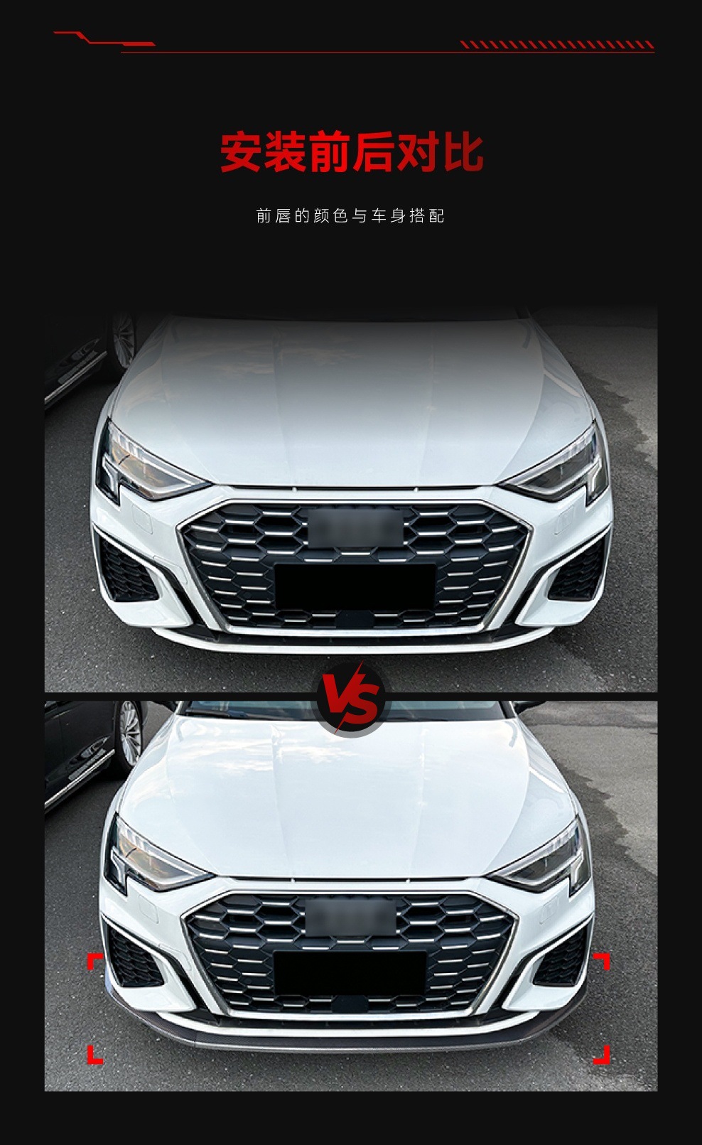 Applicable to 2021+ Audi A3 S3 8Y Dedicated Front Spoiler, Front Lip, Front Corner Trim, Front Bumper Exterior Decoration Cross-Border Modification Parts