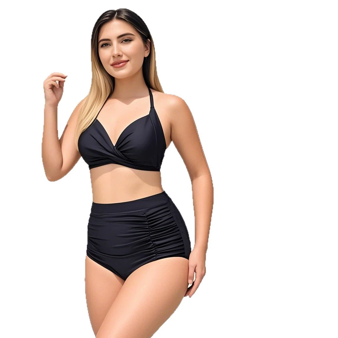 Купальник европейский стиль, плюс размер, на заказ, высокая талия
