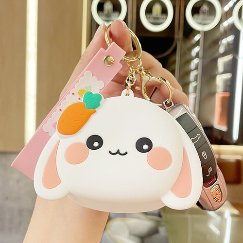 Silicone Bamboo Small Rabbit Cartoon Wallet Keychain Pendant Plush Ears Phone Bag Clip Bag Earphone Bag Accessory Wholesale