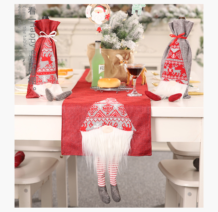 Haube uusi joulukoristeita Rudolph-pöytäjuoksija luova kolmiulotteinen vanhusten ruokapöydän koristelu pöytäliina_voghion.com