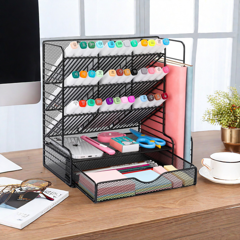 Archivador de Metal para Suministros de Oficina, Almacenamiento Multifuncional de Documentos, Papelería, Soporte para Libros, Diseño de Nueve Compartimentos image 4
