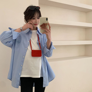 Early Spring New Maternity Dress Embroidered Solid Color Pregnant Women's plus size Shirt Loose Casual Pure Cotton Long Sleeve Pregnant Women's Outer Fashion