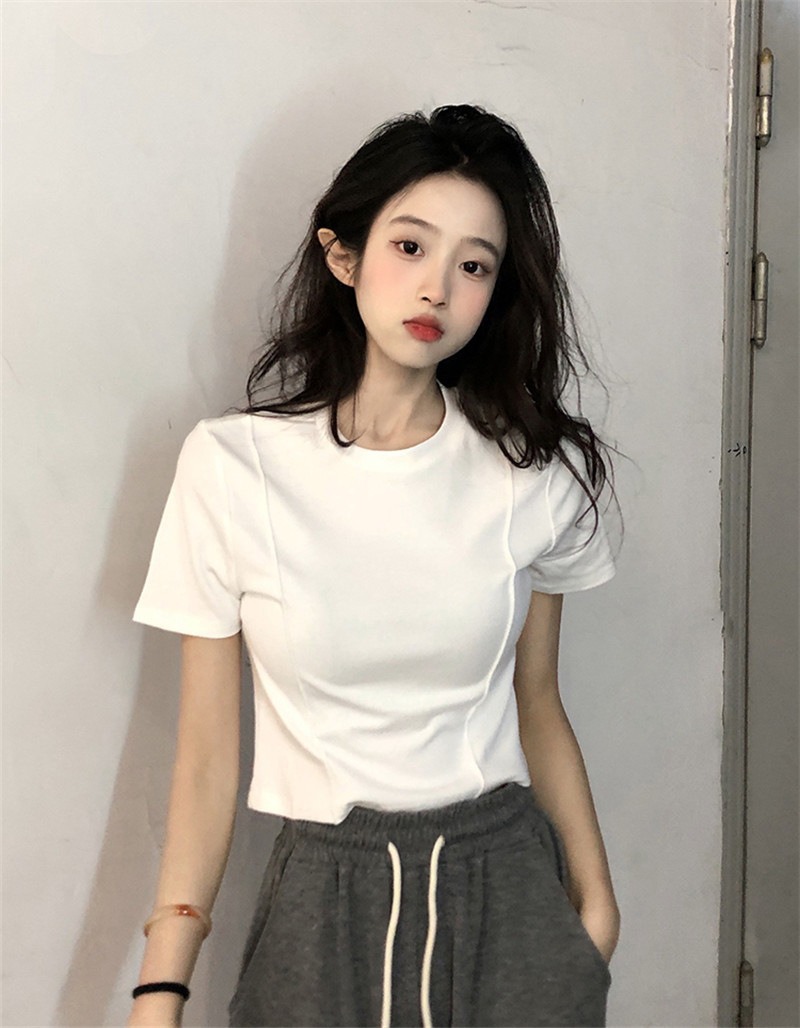Design white short summer fitted T-shirt