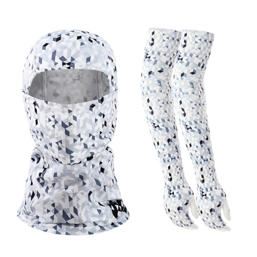 Outdoor sun protection suit with extended thumb-exposed cycling sleeves motorcycle mask hood camouflage print chieftain mask