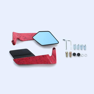 Motorcycle rearview mirror – Modification Parts - artistic-pattern-black-mirror-case-rose-red-blue-mirror