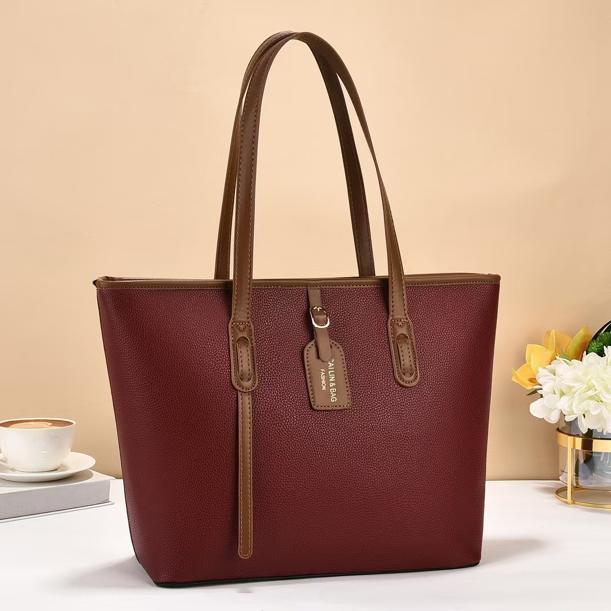 Nuevo estilo minimalista bolso de gran capacidad bolso de gran tamaño bolso de dama bolso de color sólido bolsas de mano versátiles
