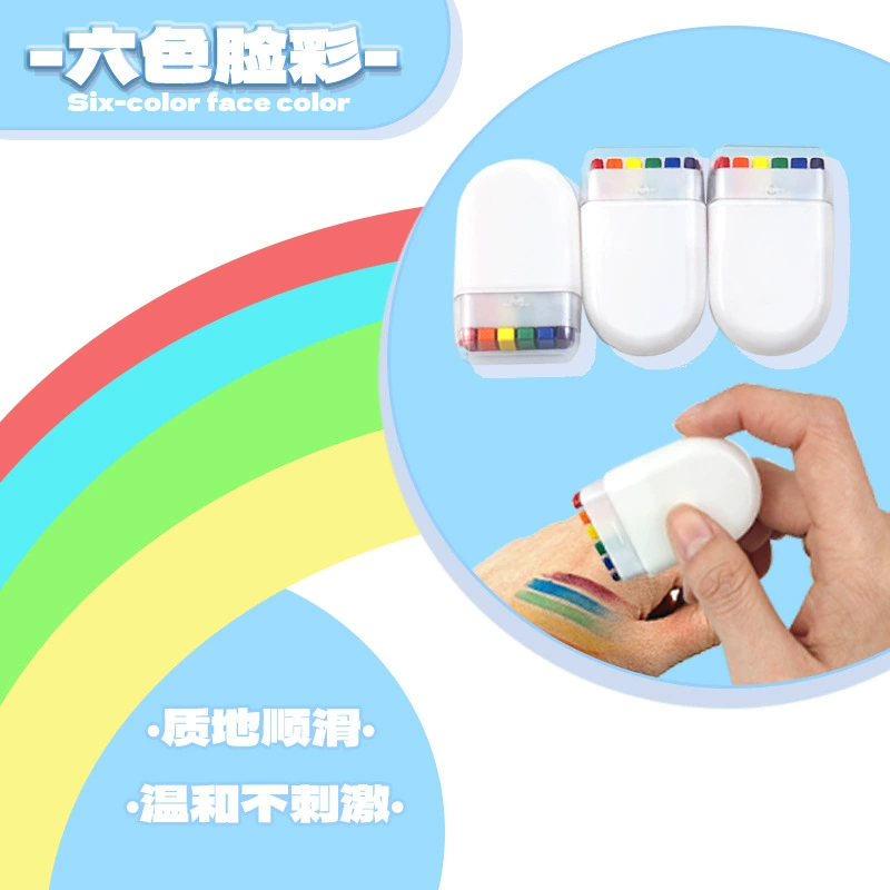Вечеринка праздничный детский фанат макияж лица 6 цветов радужный пальцовый рисунок сценический рисунок diy живопись тела