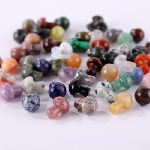 Natural stone crystal mushroom gemstone handicrafts ornaments diy jewelry accessories jade agate pendant pendant cross-border