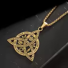 Celtic Viking Triangle Pendant Necklace For Men In Stainless Steel_voghion.com