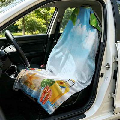 Summer bath towel and car seat cover 2-in-1, ultra-fine fiber outdoor beach and car dual-use universal seat cushion
