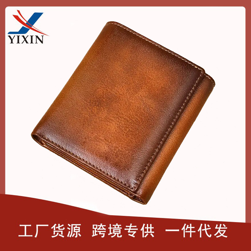 Foreign Trade Hot-Selling Men's 70% off Loose-Leaf Wallet, Business Retro Portable Anti-Theft Ultra-Fiber Large-Capacity Card Holder