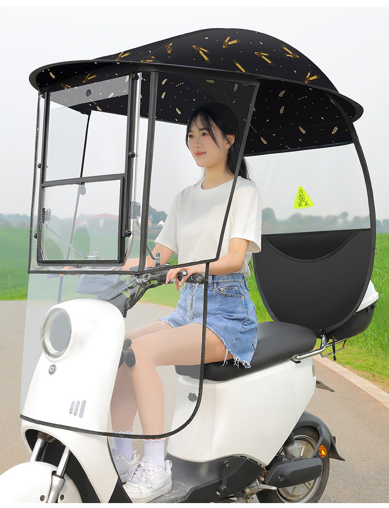 Dropshipping Electric Vehicle Rain Canopy, Wind Shield, Electric Motorcycle Sunshade Umbrella, Rainproof Canopy, Electric Vehicle Sun Protection Cover