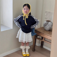 女童韩版卫衣2025秋季新品儿童甜美花边设计感重工蝴蝶结上衣潮