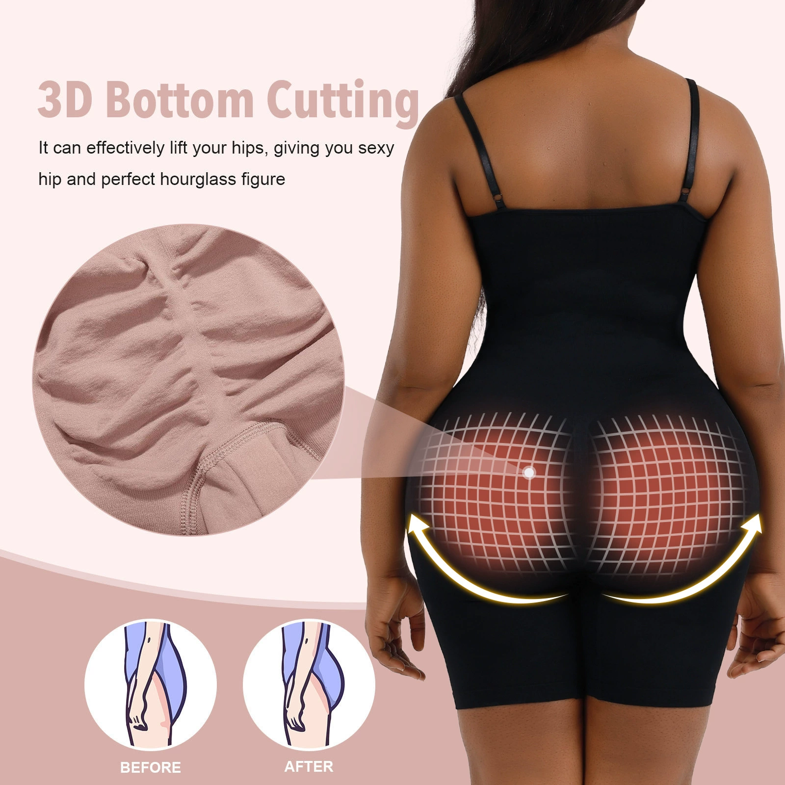 Постpartum Shapewear Bodysuit, European Style, Plus Size, Hip-Lifting Support