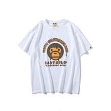 新款青少年猴子头巧克力印花圆领T恤