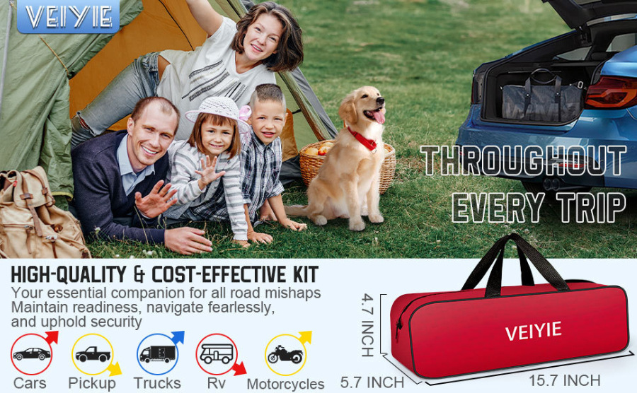Car emergency kit toolbox for private vehicles, outdoor first aid equipment, rescue set for cars