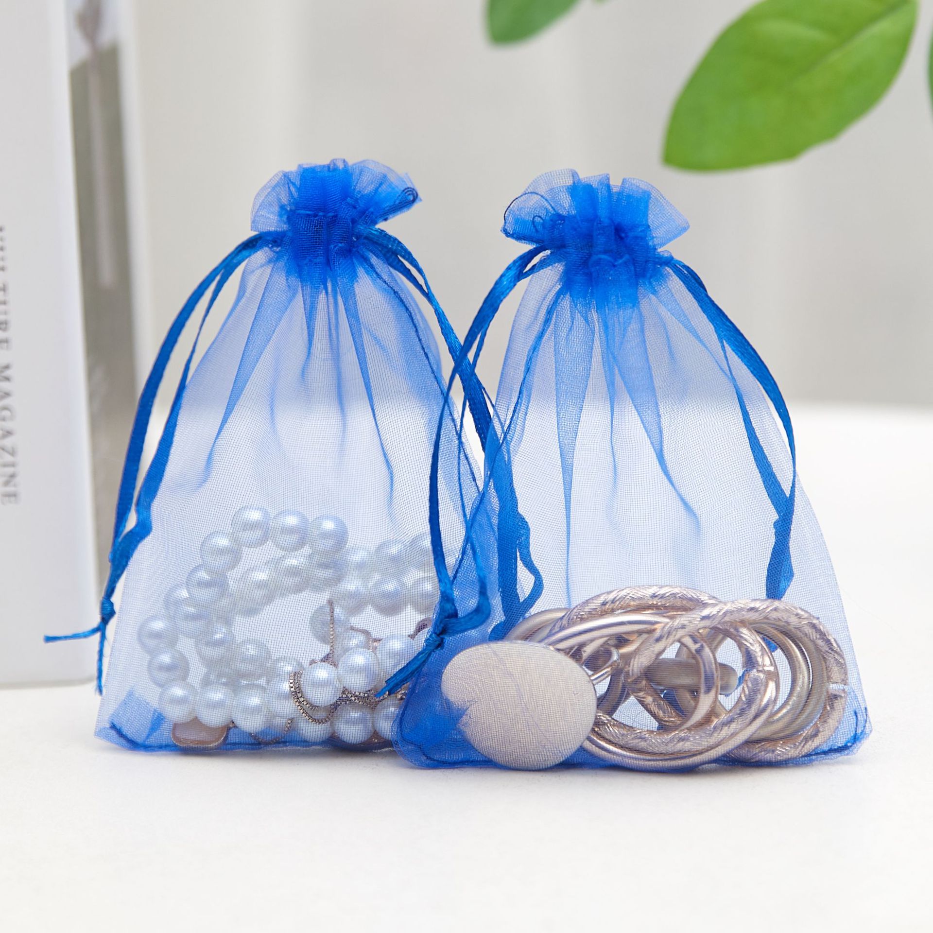 Bolsa de organza blanca al por mayor, bolsa de malla de perlas, bolsa de embalaje de regalo con boca de cordón, joyería de dulces de boda, bolsa de cordón, bolsa de almacenamiento
