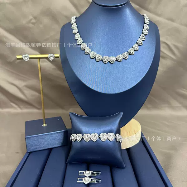 Shijia new original full diamond love necklace bracelet earrings a set of factory direct sales