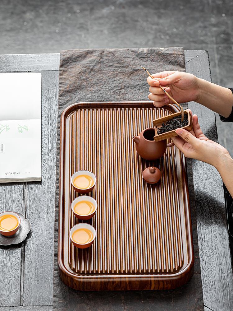 Toda la bandeja de té de madera maciza nuevo juego de té chino de alta gama bandeja de té de drenaje integrada de madera maciza escritorio del hogar lujo ligero