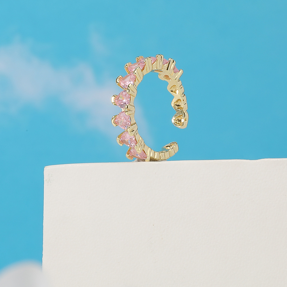 Fashion Heart Shape Copper Open Ring Plating Zircon Copper Rings