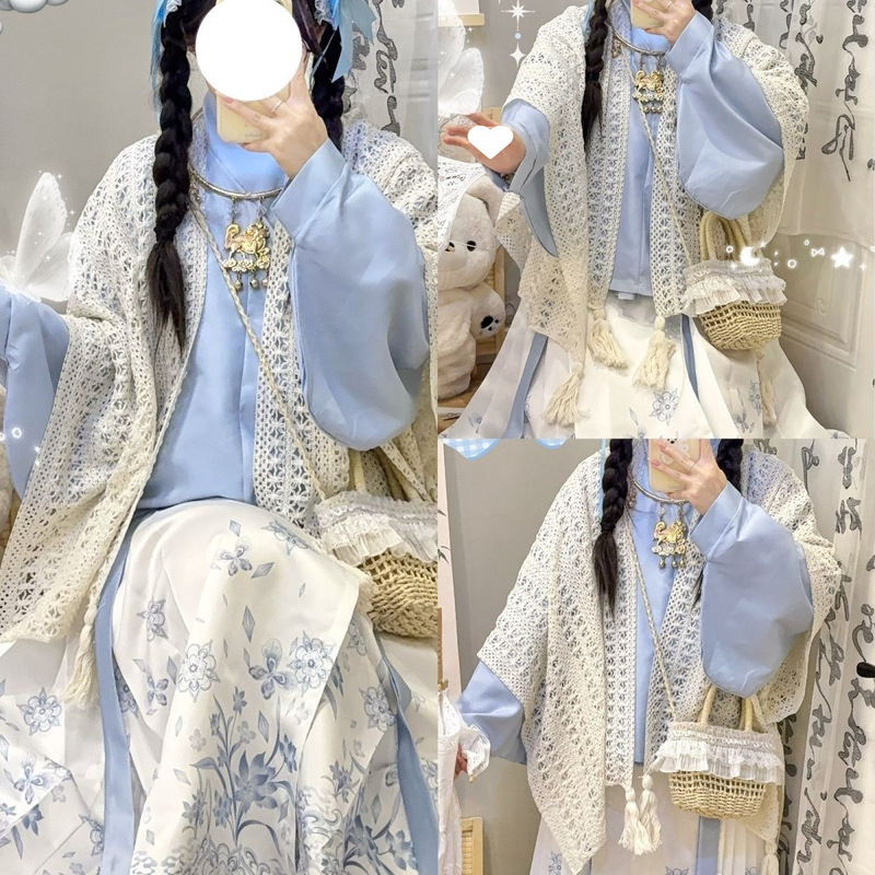 Original Hanfu by Huaxipan: Han-Yang Eclectic Ming-Style Women's Set with Cross-Collar, Pipa Sleeves, and Mamian Design for Spring and Winter, Lolita Style