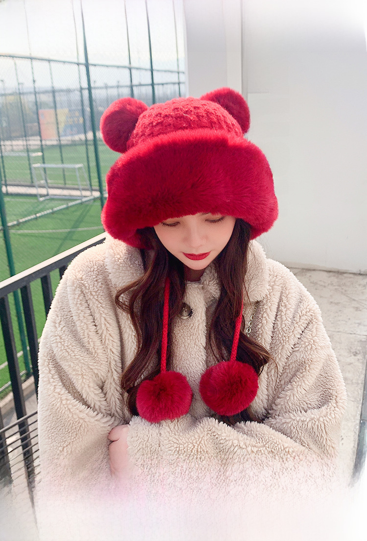 Dames wintermuts met pompon warme gebreide muts voor de herfst_voghion.com