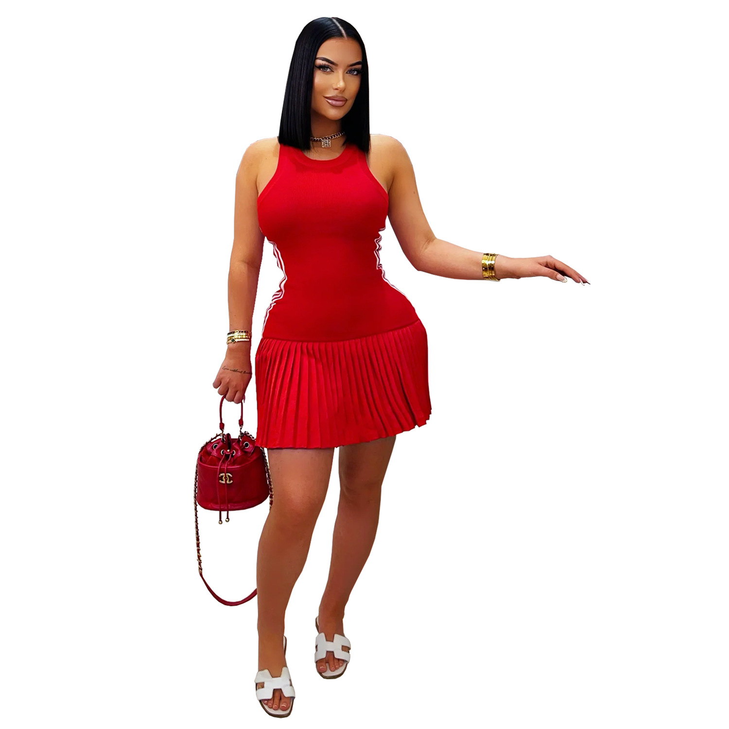 C7320 Vestido Corto Deportivo para Mujer, Estilo Europeo y Americano, Corte Tridimensional, Ajustado, para AliExpress y Amazon image 9