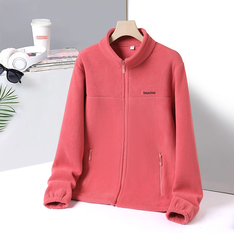 Women's Casual Stand Collar Fleece Jacket 2025 Trendy Warm Thickened Fleece Sweatshirt for Moms