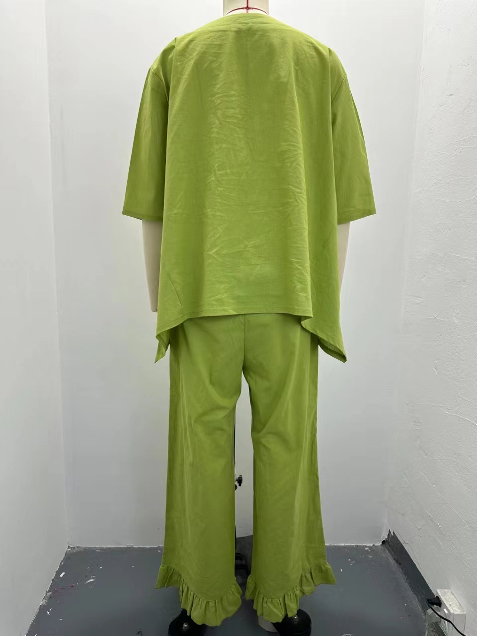 Tweedelige set voor dames van katoen en linnen herfst winter_voghion.com