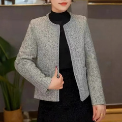 一件代发直播爆款2025春秋季新款妈妈装小香风外套女洋气百搭上衣