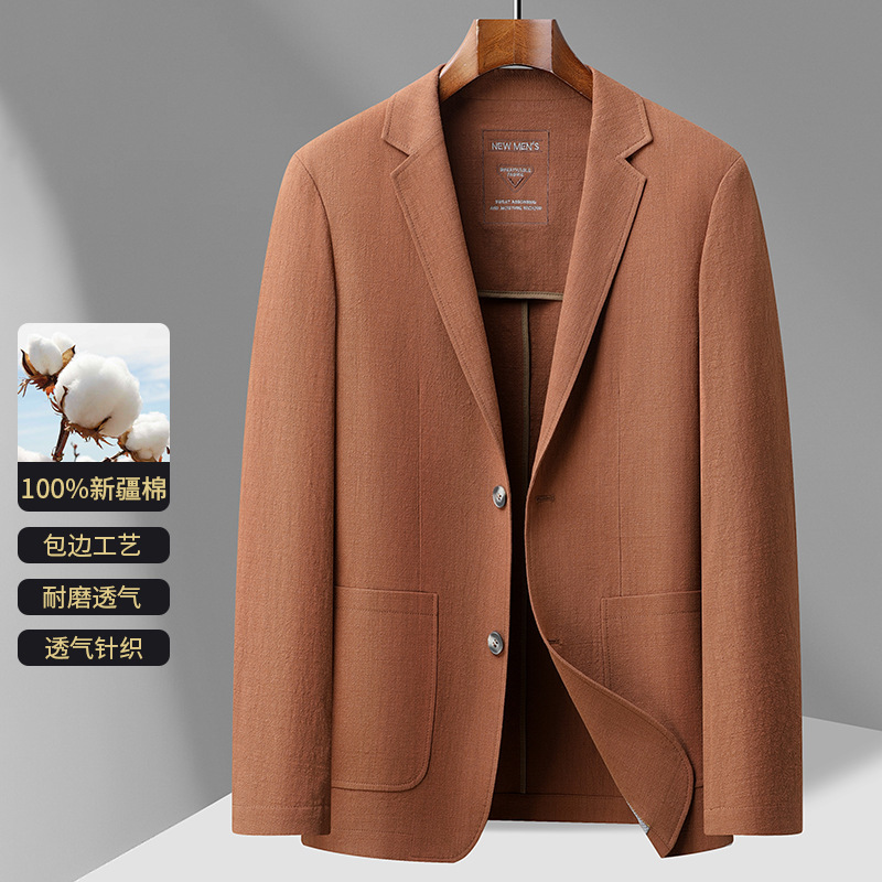 Spring/Summer 2025 Men's Casual Suit Xinjiang Cotton Sun Protection Single Suit Men's Air Conditioning Jacket for Young and Middle-Aged Cross-Border Spring/Summer 2025 Men's Casual Suit Xinjiang Cotton Sun Protection Single Suit Men's Air Conditioning Jacket for Young and Middle-Aged Cross-Border
