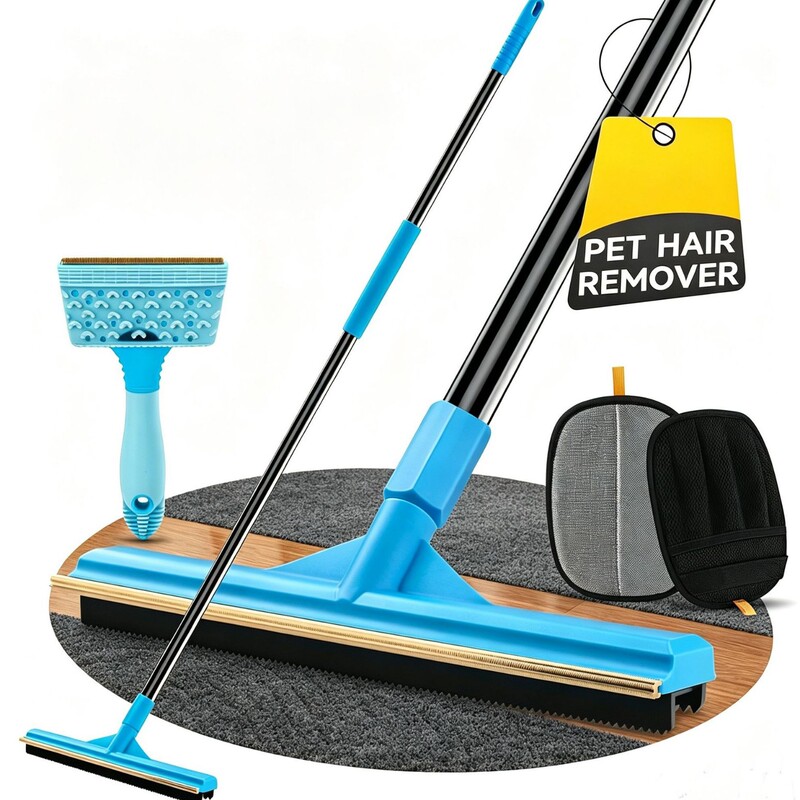 Factory direct sales: pet grooming brush set, including a branch-shaped handle, a comb, an aluminum scraper, and a TPR soft rubber scraper