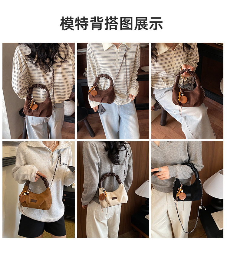 Túi đeo chéo nữ dáng sủi cảo da PU mềm, kiểu dáng tối giản tiện đi làm hằng ngày — màu cà phê, màu nâu, màu trắng ngà, xanh lá cây chi tiết 9