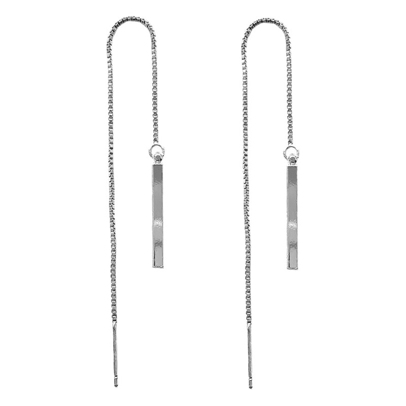 S925 pendientes de plata esterlina estilo coreano geométrico largo pendientes simples pendientes de mujer pendientes de moda