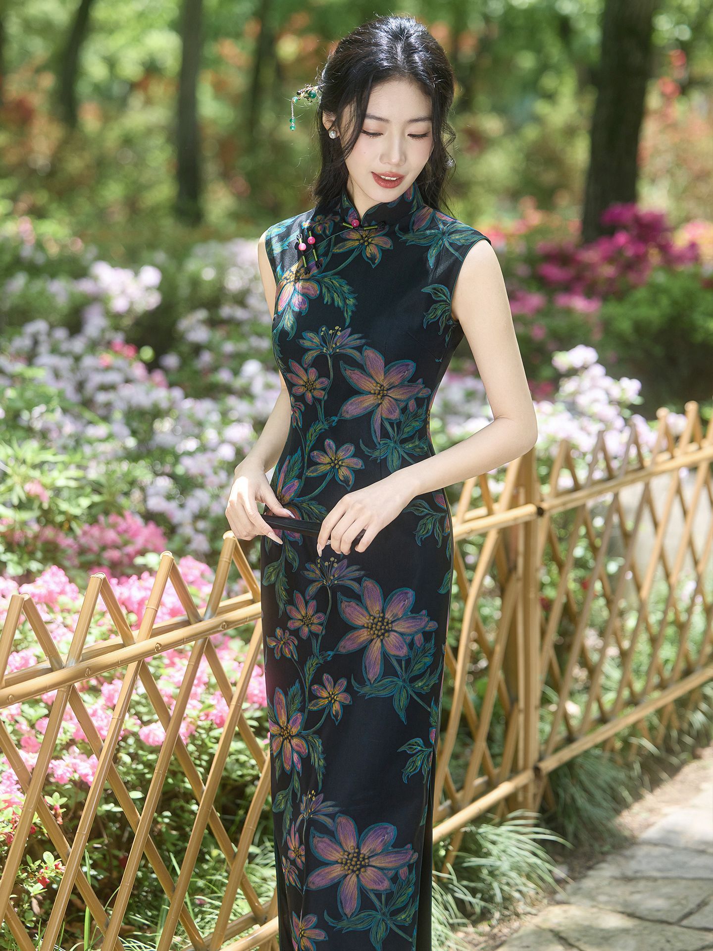 2026 nuevo estilo retro largo de doble capa sin mangas temperamento antiguo estilo de la República de Shanghai delgado cheongsam delgado image 3