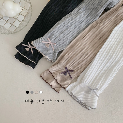  Autumn New Amazon Hot Selling Children's Trousers Highly Elastic and Breathable Fungus Trimmed Bow Leggings Cross-Border