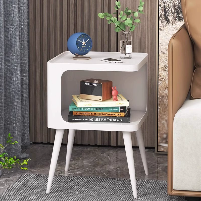 Спальня Простая тумбочка креативная сеть Красный диван боковой шкаф стол Небольшая квартира гостиная простой железный журнальный столик