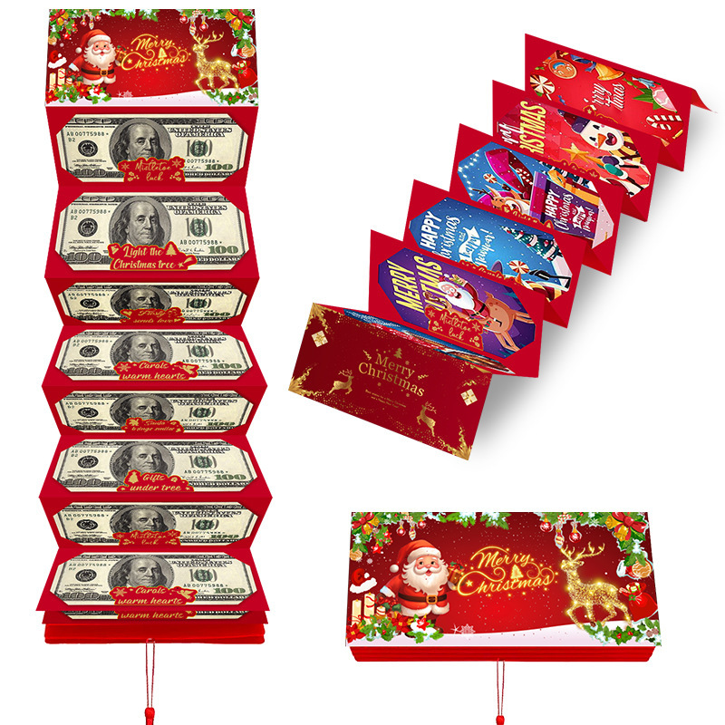 2025 新しいクロスボーダーサンタクロースドル 10 カードスロット赤い封筒クリスマスサプライズパーティー貯金箱|undefined