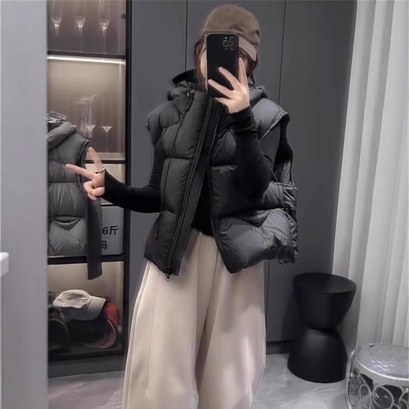 Down Vest Women's Short Hooded Winter New Style 2025 Korean Loose High-End Small Vest Vest Jacket