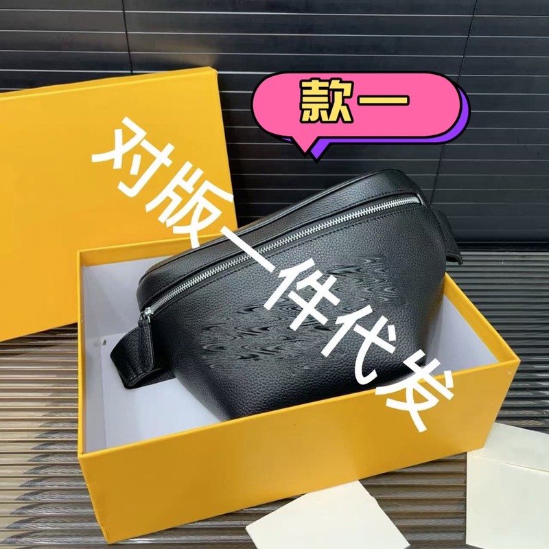 Direct Supply Cross-Border 2025 New m Lv Men's Bag Black Warrior Waist Chest Bag Waist Bag Genuine Leather Crossbody Bag Fashion Shoulder Bag