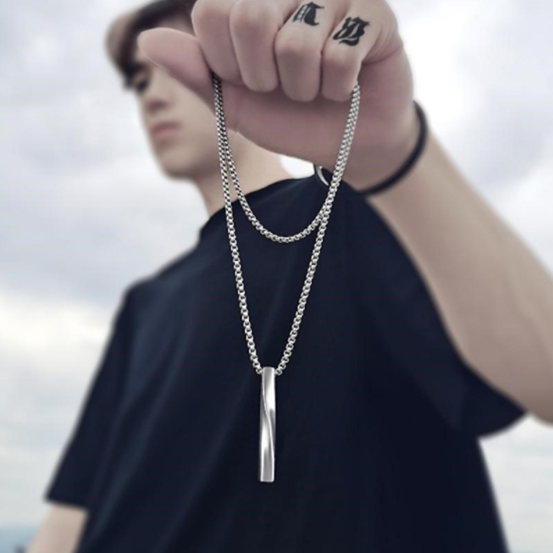 Collier pendentif mobius moderne pour homme en acier inoxydable_voghion.com
