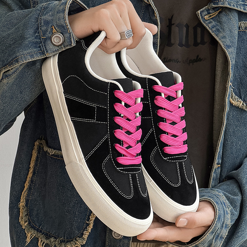 Men's Canvas Shoes, Black Versatile Basic Style Student Shoes, 2025 Autumn New Couple Sneakers 1596