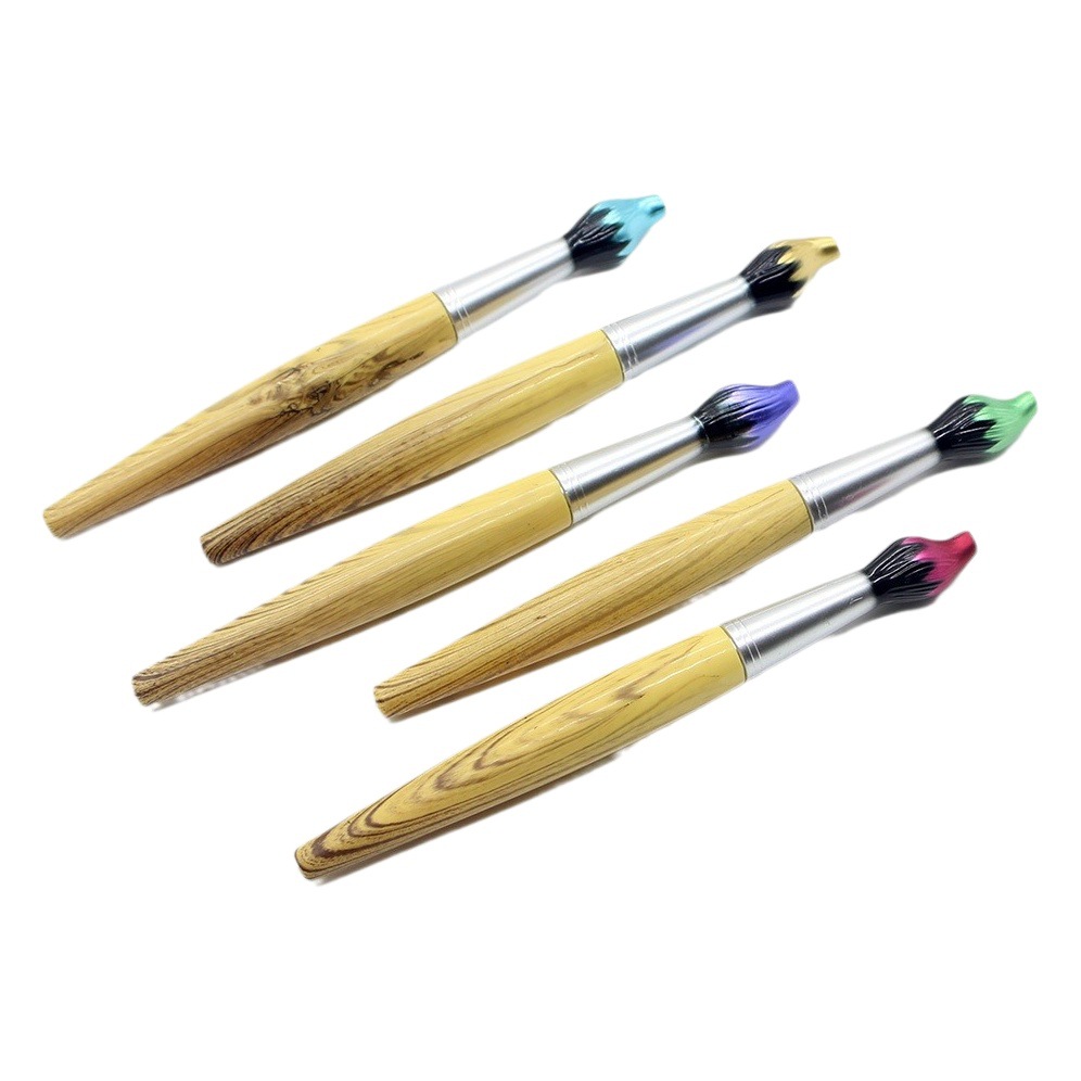 Venta al por mayor forma de pincel de escritura creativo bolígrafo cepillo de aceite cepillo de escritura de madera transferencia de agua impresión bolígrafo Impresión logotipo