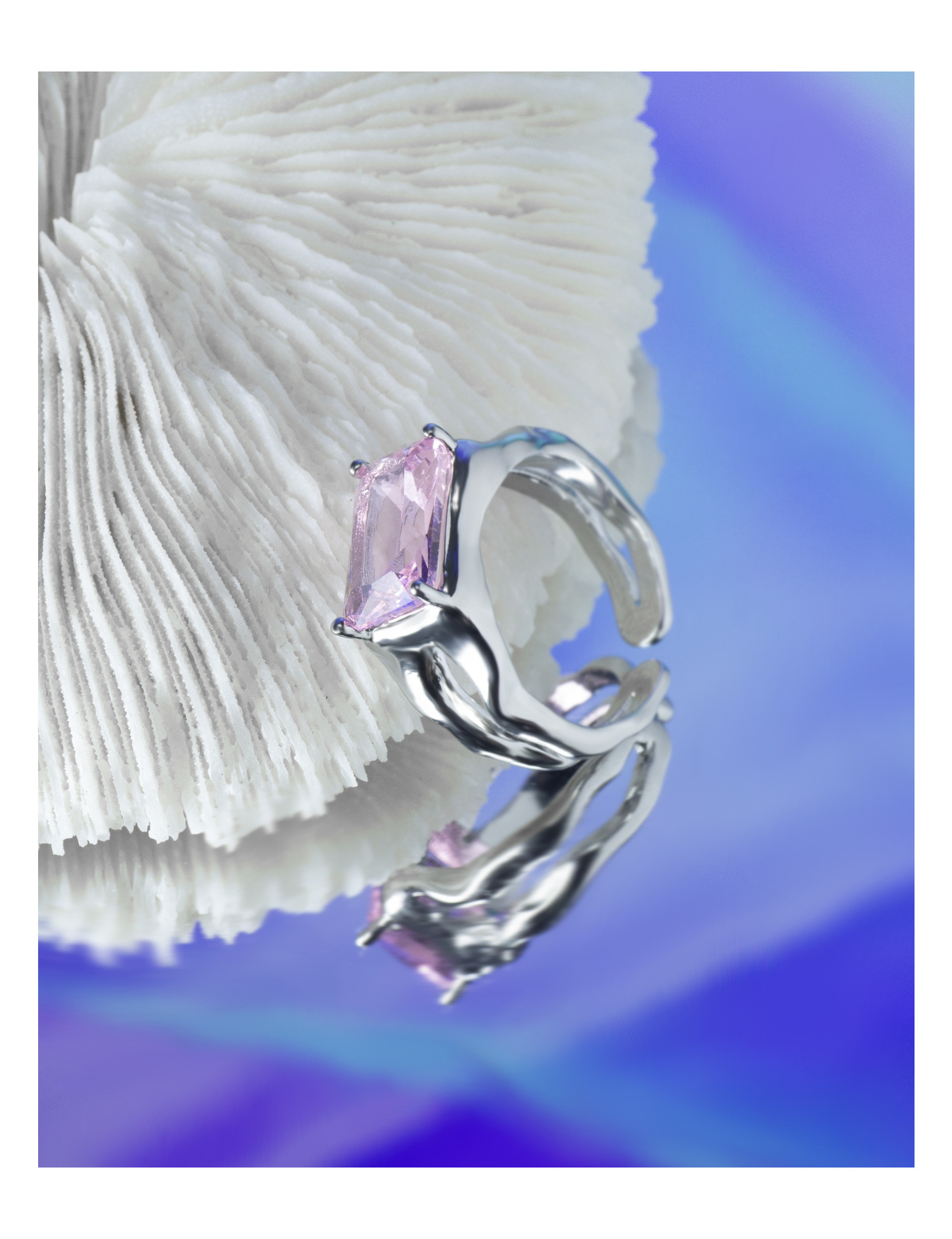 Glam Geometric Copper Plating Zircon Open Ring