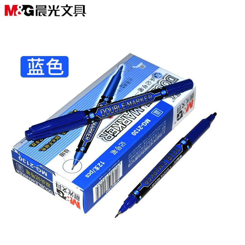 2130 small double-headed marker pen, black oily, quick-drying, children's painting hook pen, students' art stroke pen