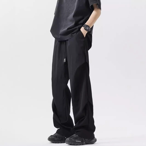 American-style paratrooper pants for men, summer thin loose trendy brand work casual pants, outdoor ice silk quick-dry wide-leg pants