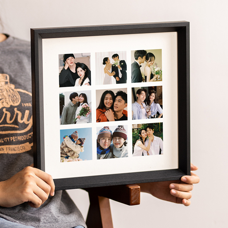 Multi-Grid Solid Wood Photo Frame Empty Frame Framed Photo Combination Creative Photo Frame DIY Couple Commemorative Gift Wedding Photo